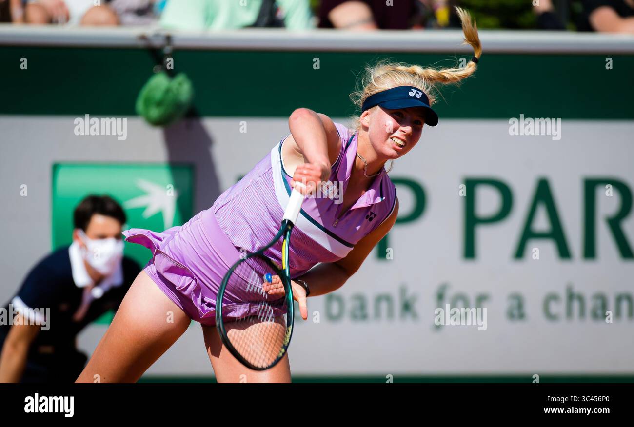 May 30, 2021: Clara Tauson of Denmark in action during the first round of the 2021 Roland Garros Grand Slam Tournament against Ekaterine Gorgodze of Georgia (Credit Image: © Rob Prange/AFP7 via ZUMA Wire) Stock Photo