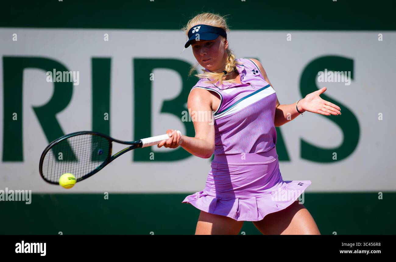 May 30, 2021: Clara Tauson of Denmark in action during the first round of the 2021 Roland Garros Grand Slam Tournament against Ekaterine Gorgodze of Georgia (Credit Image: © Rob Prange/AFP7 via ZUMA Wire) Stock Photo
