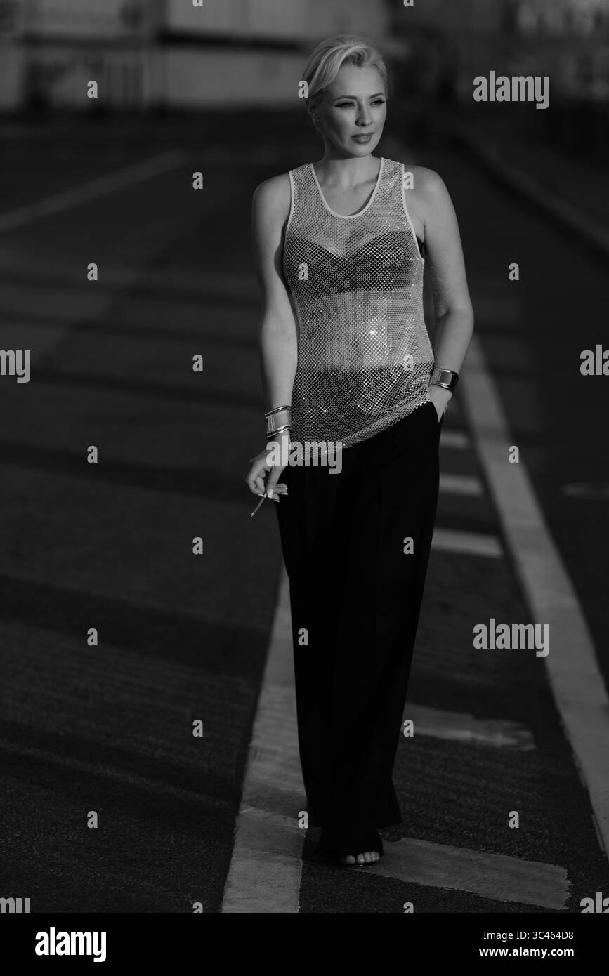 sheer cigarettes Cigarette smoking female Black and White Stock Photos & Images