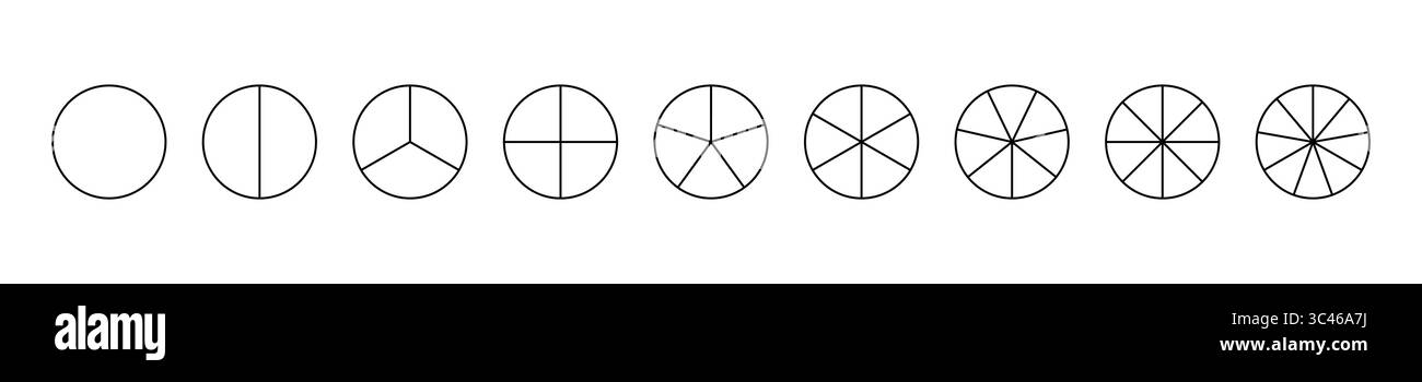 Template of pie chart Sectors divide the circle on equal parts ...