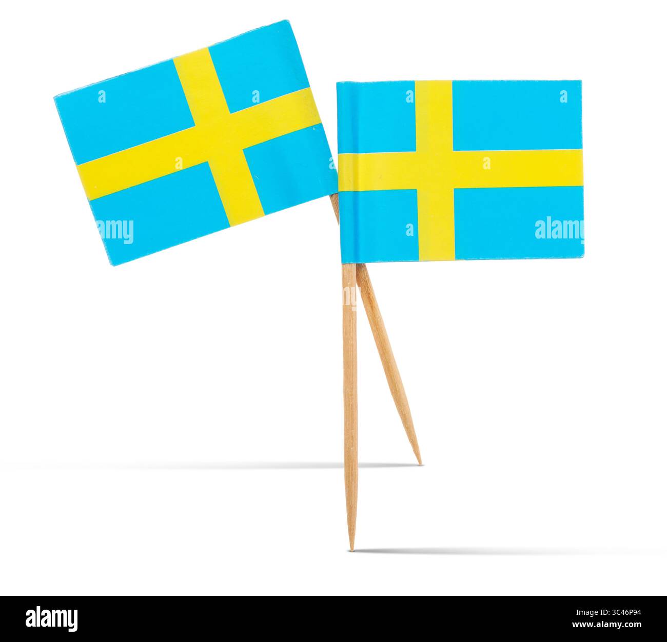 Small paper flags of Sweden on white background Stock Photo - Alamy