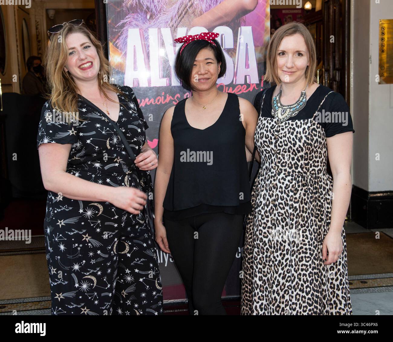 May 28, 2021, London, United Kingdom: Rachael Ryan, Gillian Tan and Libby Todd attend the â€œAlyssa Memoirs of a Queenâ€ Gala night at the Vaudeville Theatre, The Strand in London. (Credit Image: © Gary Mitchell/SOPA Images via ZUMA Wire) Stock Photo