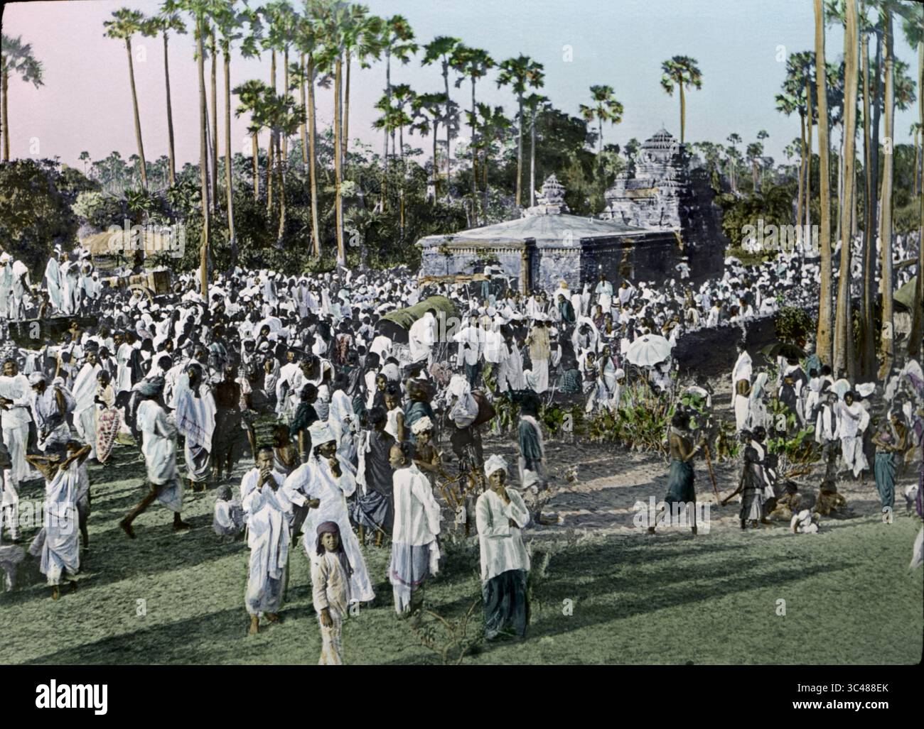 March 31, 2018 - Masulipatam, India - Magha Purnima Festival, Masulipatnam, India, Hand-Colored Magic Lantern Slide, Newton & Company, 1910 (Credit Image: © Jt Vintage/Glasshouse via ZUMA Wire) Stock Photo