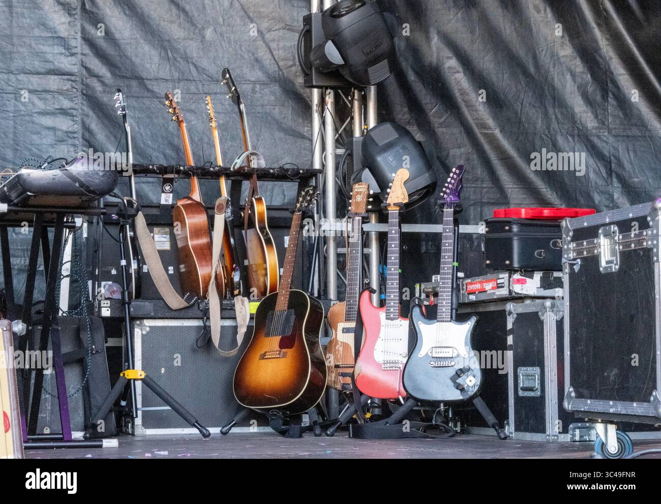 Guitars on stage Stock Photo