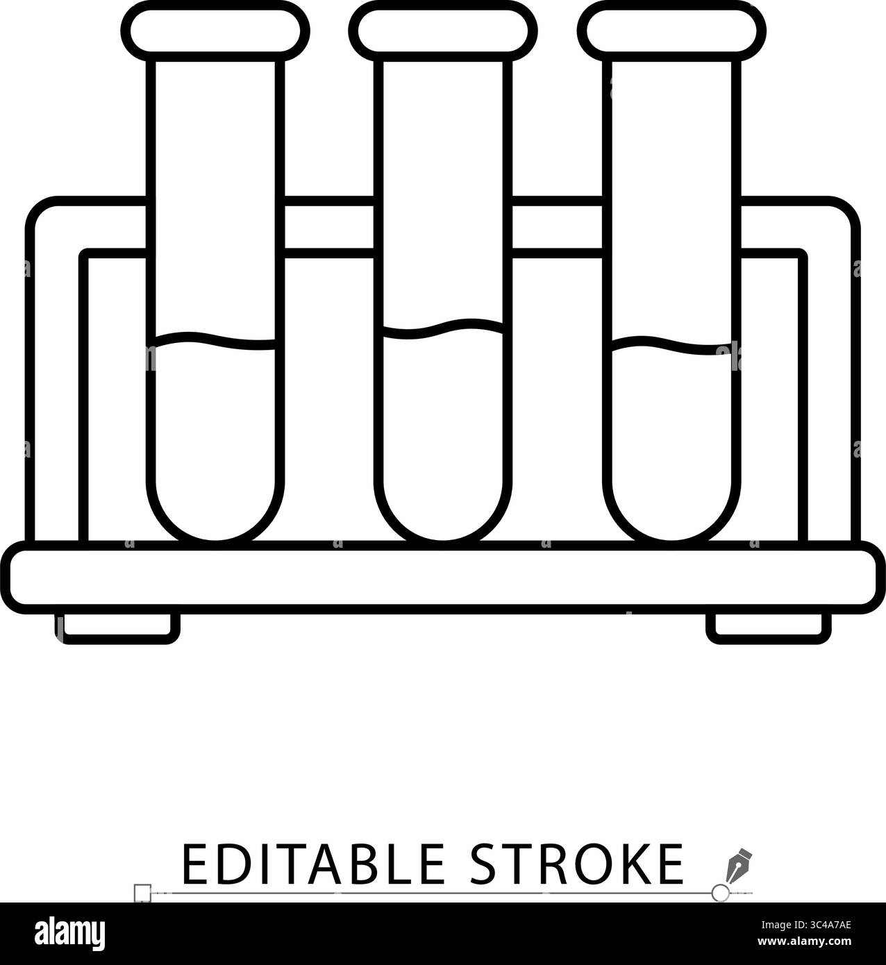Test tubes rack icon in editable stroke. Outline vector of three ...