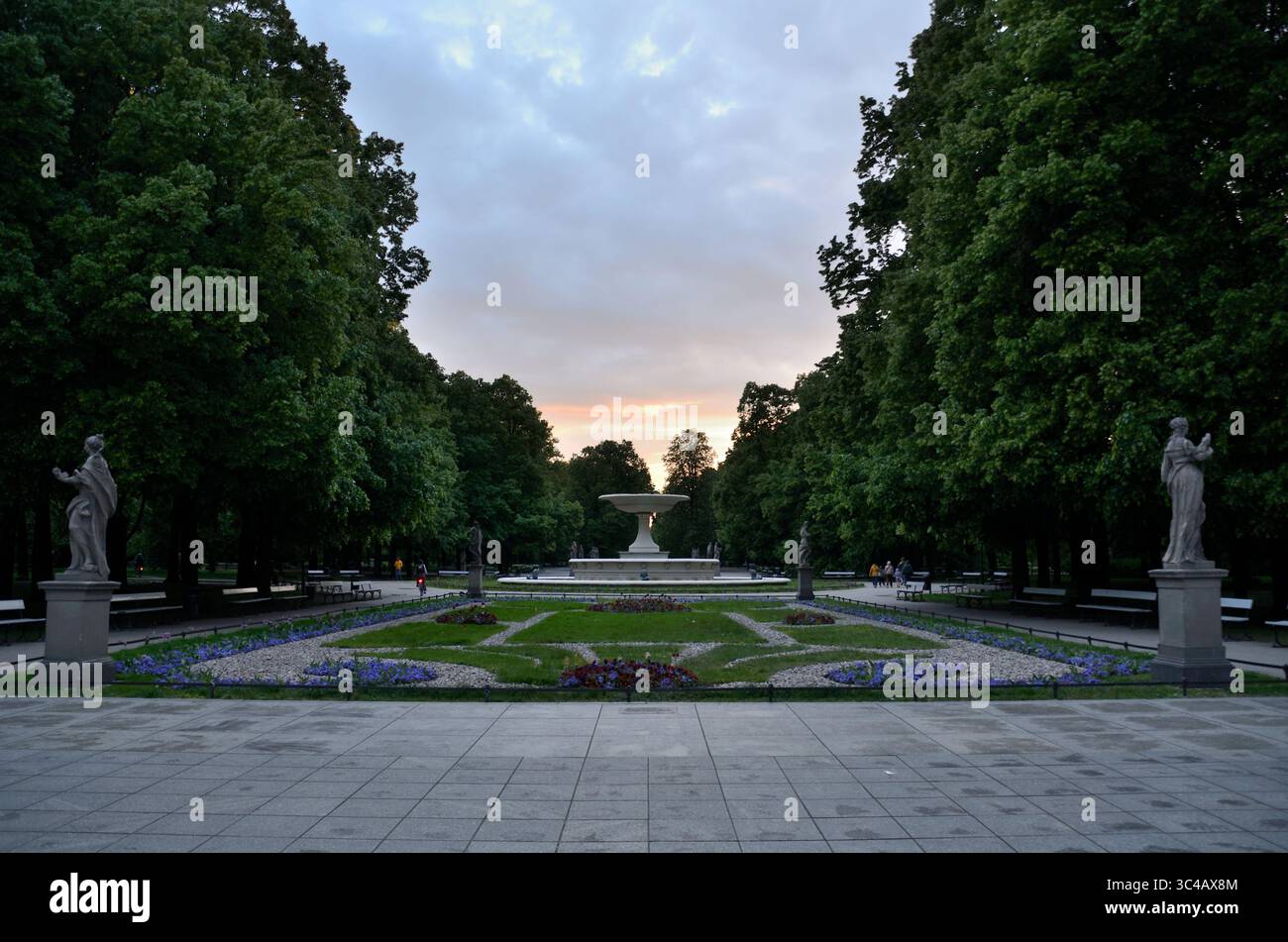 Fountain in the Saxon Garden, Warsaw, Masovian Voivodeship, Poland, Europe Stock Photo