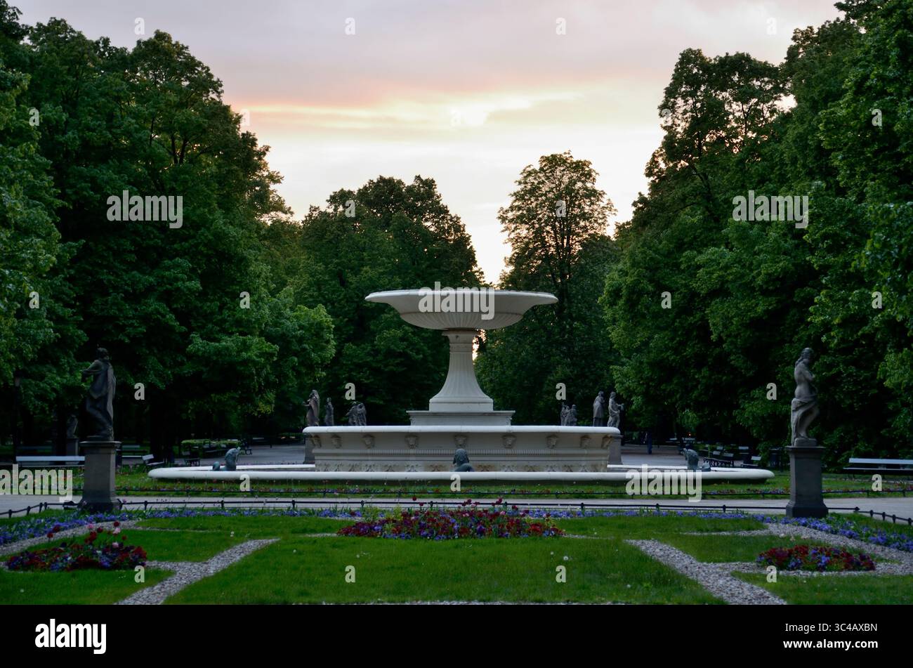 Fountain in the Saxon Garden, Warsaw, Masovian Voivodeship, Poland, Europe Stock Photo