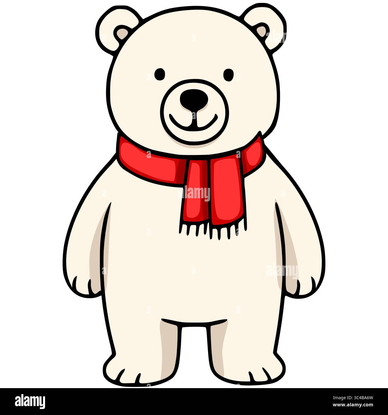 Adorable vector illustration of a cartoon polar bear wearing a red ...