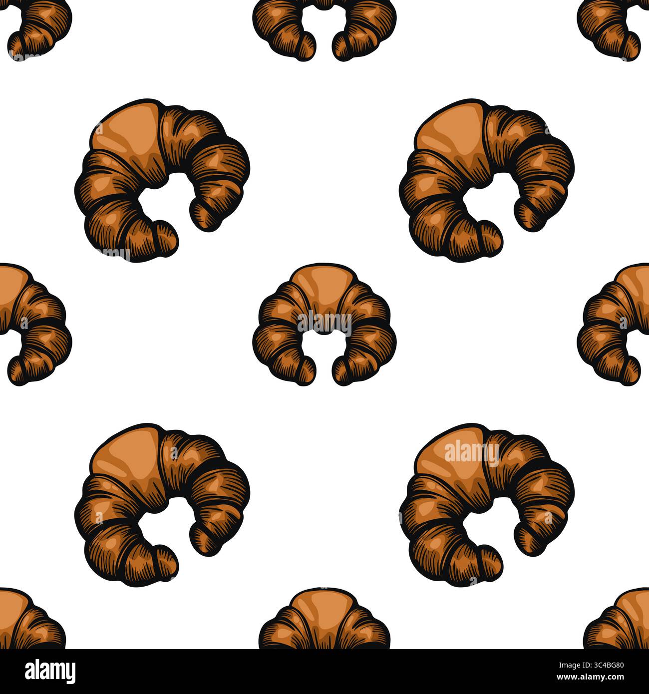 A vector seamless pattern of croissants on a white background ...