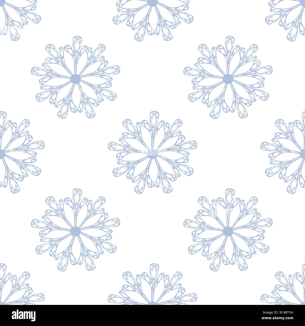 Seamless vector pattern with delicate light-blue stylized floral elements, creating an elegant and airy design perfect for winter or wedding themes. Stock Vector