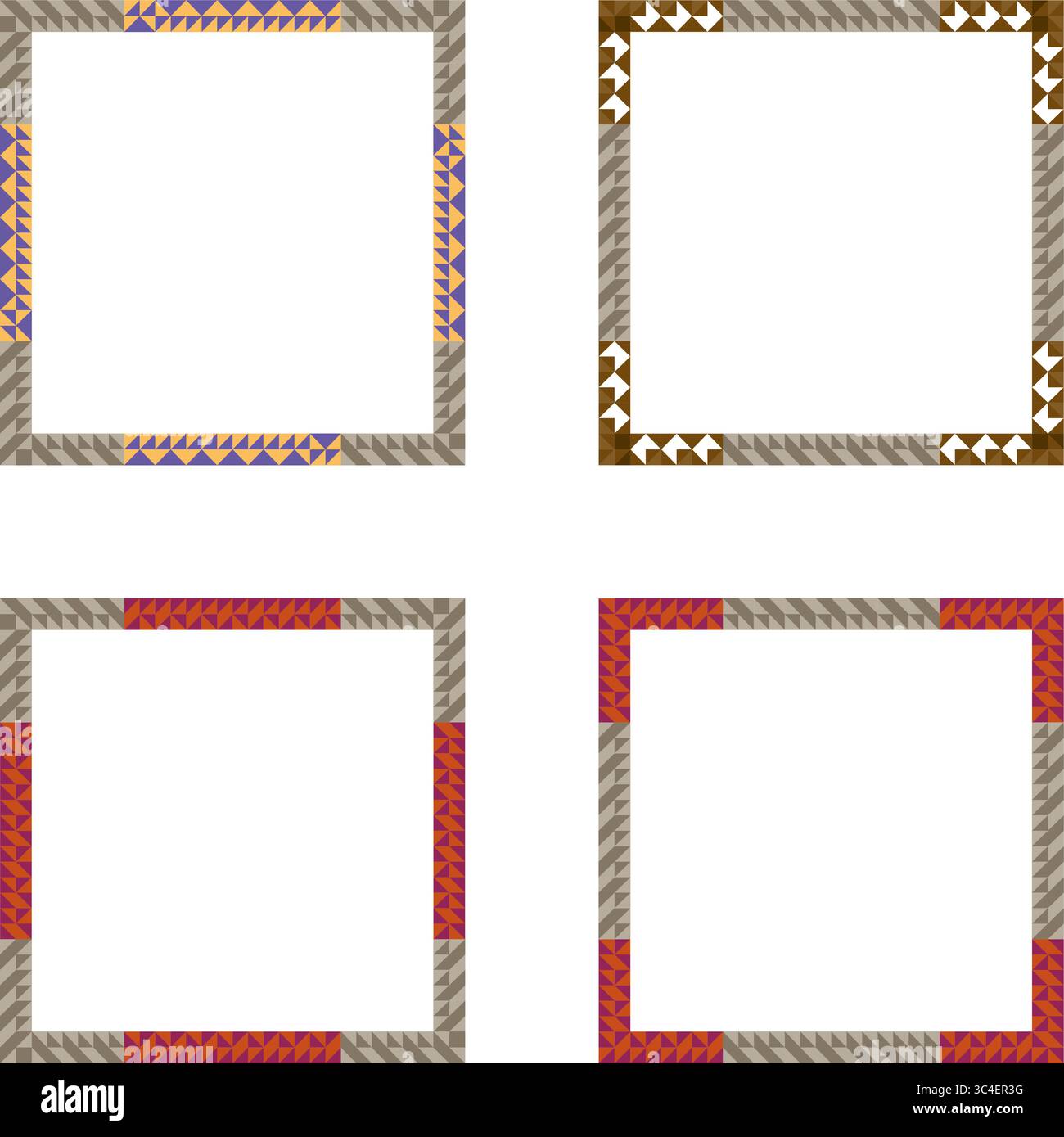 Simple square borders. Magenta design with texture. Minimal decorative blocks. Stock Vector