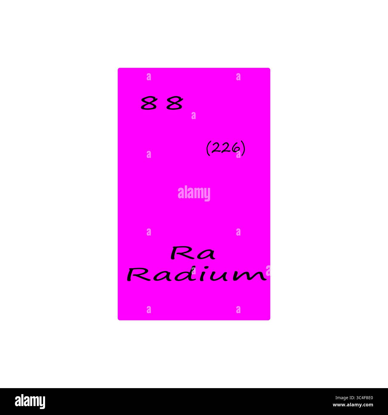 Number 88 Radium Radium element illustration. Eighty eight atomic number. Chemical ...