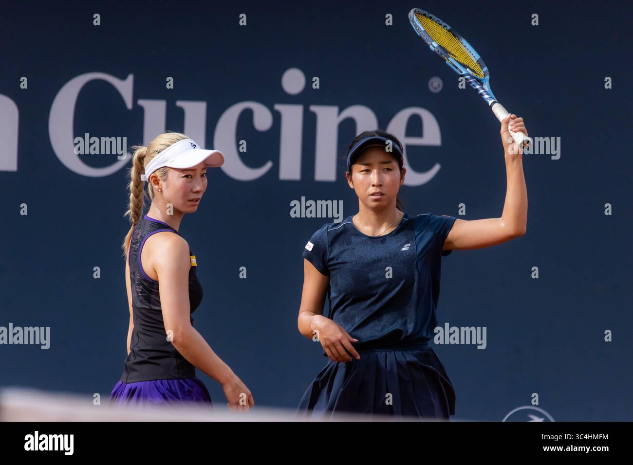 Palermo, Italy. 26th July, 2025. Palermo Ladies Open 2025: Estelle Cascino and Shuo Feng vs Momoko Kobori And Ayano Shimizu. Momoko Kobori And Ayano Shimizu during a final match in Palermo. (Photo by Antonio Melita/Pacific Press) Credit: Pacific Press Media Production Corp./Alamy Live News Stock Photo