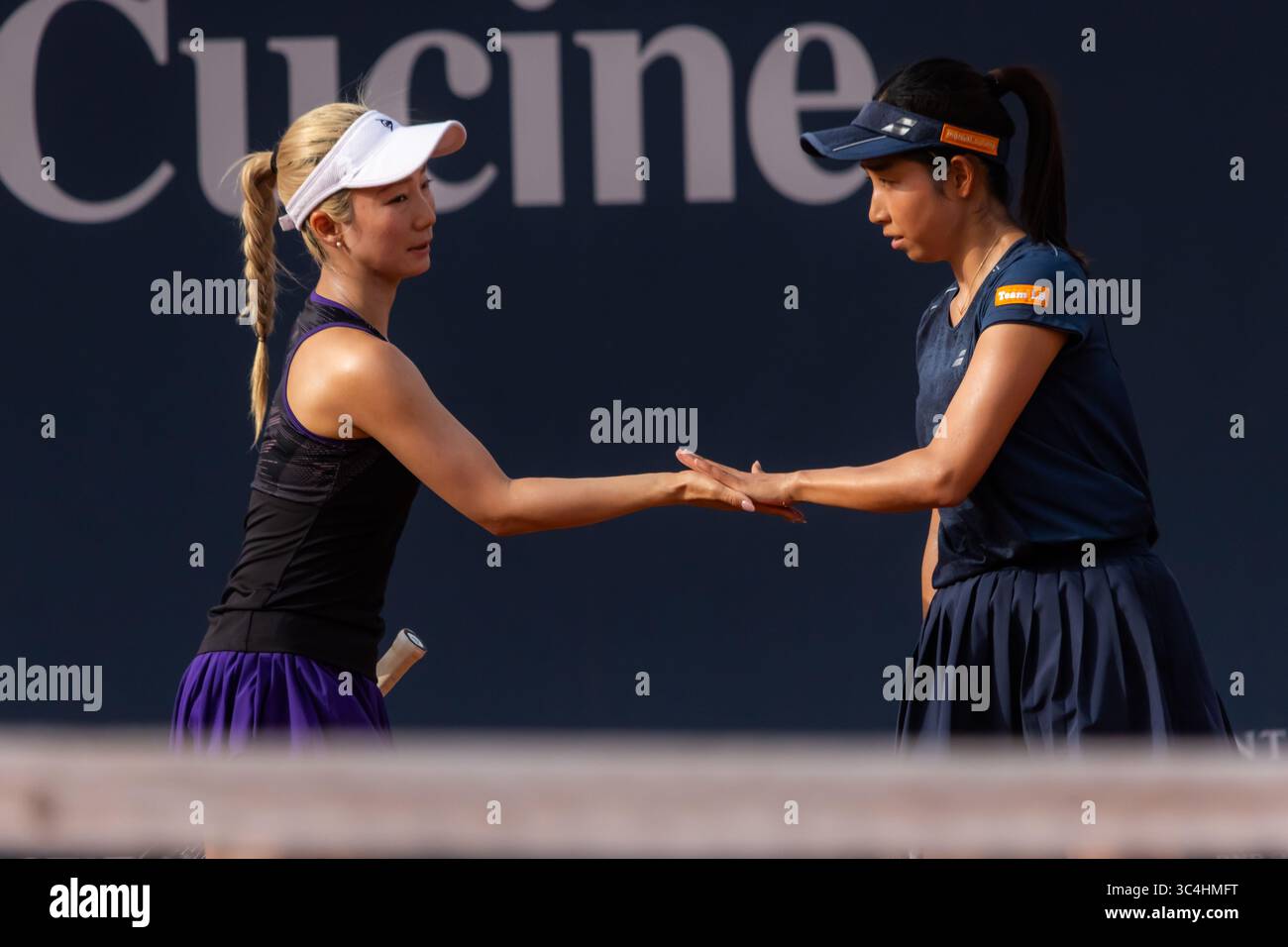 Palermo, Italy. 26th July, 2025. Palermo Ladies Open 2025: Estelle Cascino and Shuo Feng vs Momoko Kobori and Ayano Shimizu. Momoko Kobori And Ayano Shimizu during a final match in Palermo. (Photo by Antonio Melita/Pacific Press) Credit: Pacific Press Media Production Corp./Alamy Live News Stock Photo