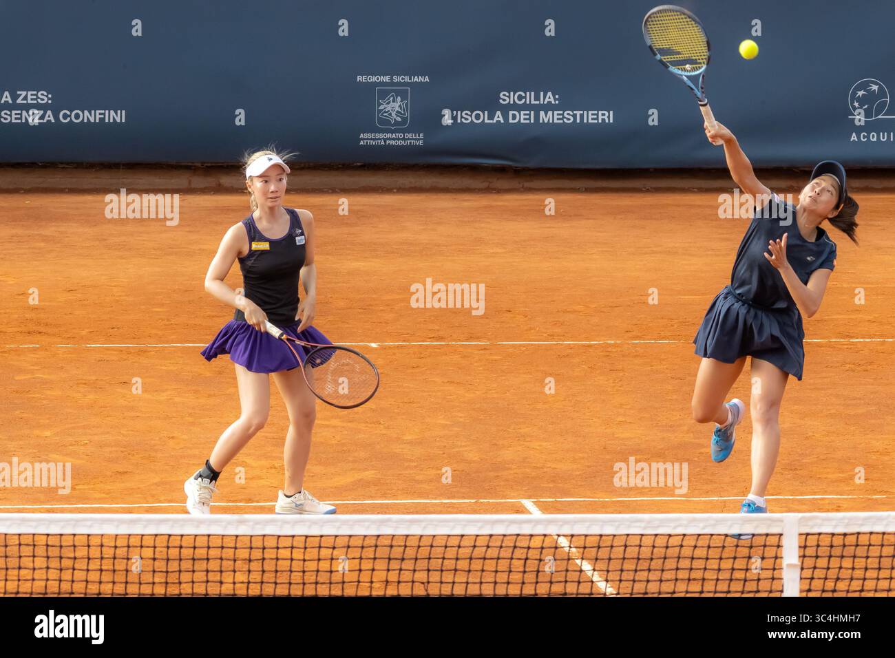 Palermo, Italy. 26th July, 2025. Palermo Ladies Open 2025: Estelle Cascino and Shuo Feng vs Momoko Kobori and Ayano Shimizu. Momoko Kobori And Ayano Shimizu during a final match in Palermo. (Photo by Antonio Melita/Pacific Press) Credit: Pacific Press Media Production Corp./Alamy Live News Stock Photo