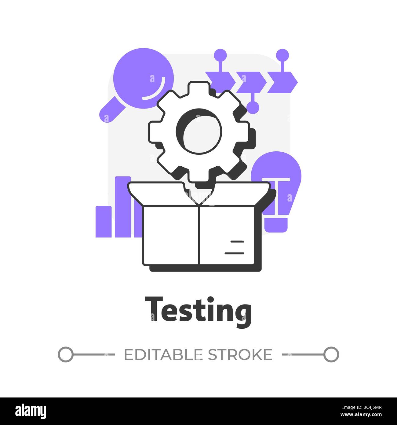 Testing flat outline concept icon Stock Vector