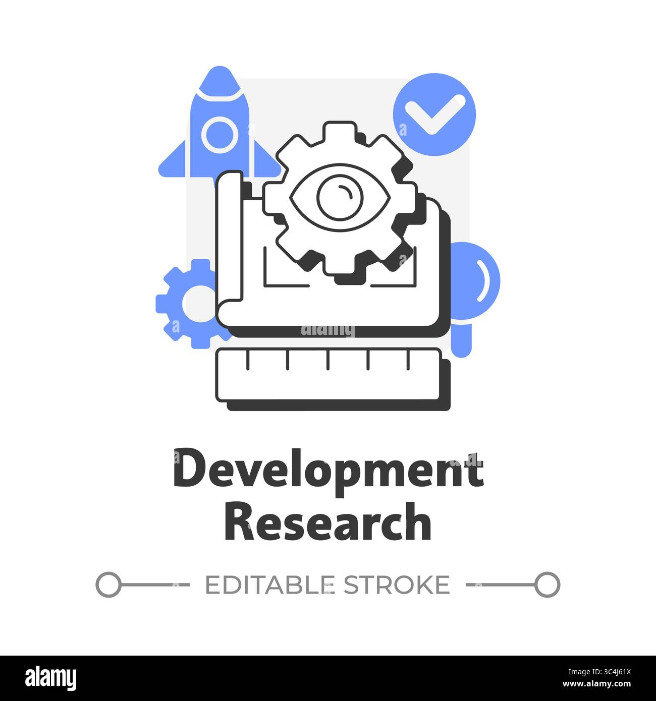 Development research flat outline concept icon Stock Vector Image & Art ...
