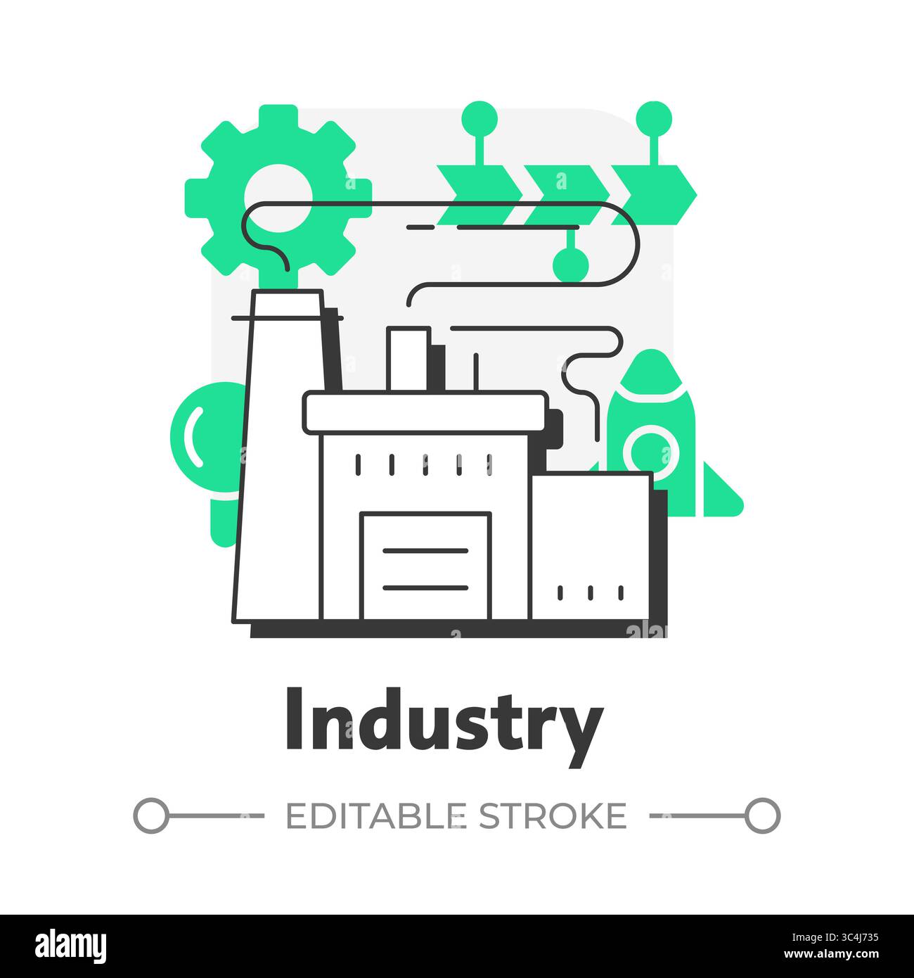 Industry flat outline concept icon Stock Vector