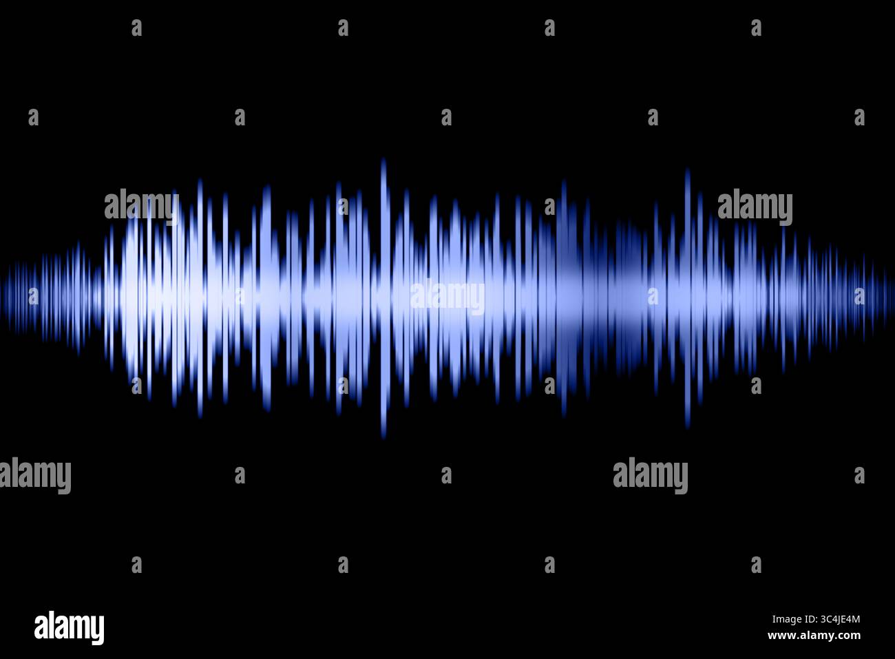 Blue audio waveform visualization on a black background Stock Photo
