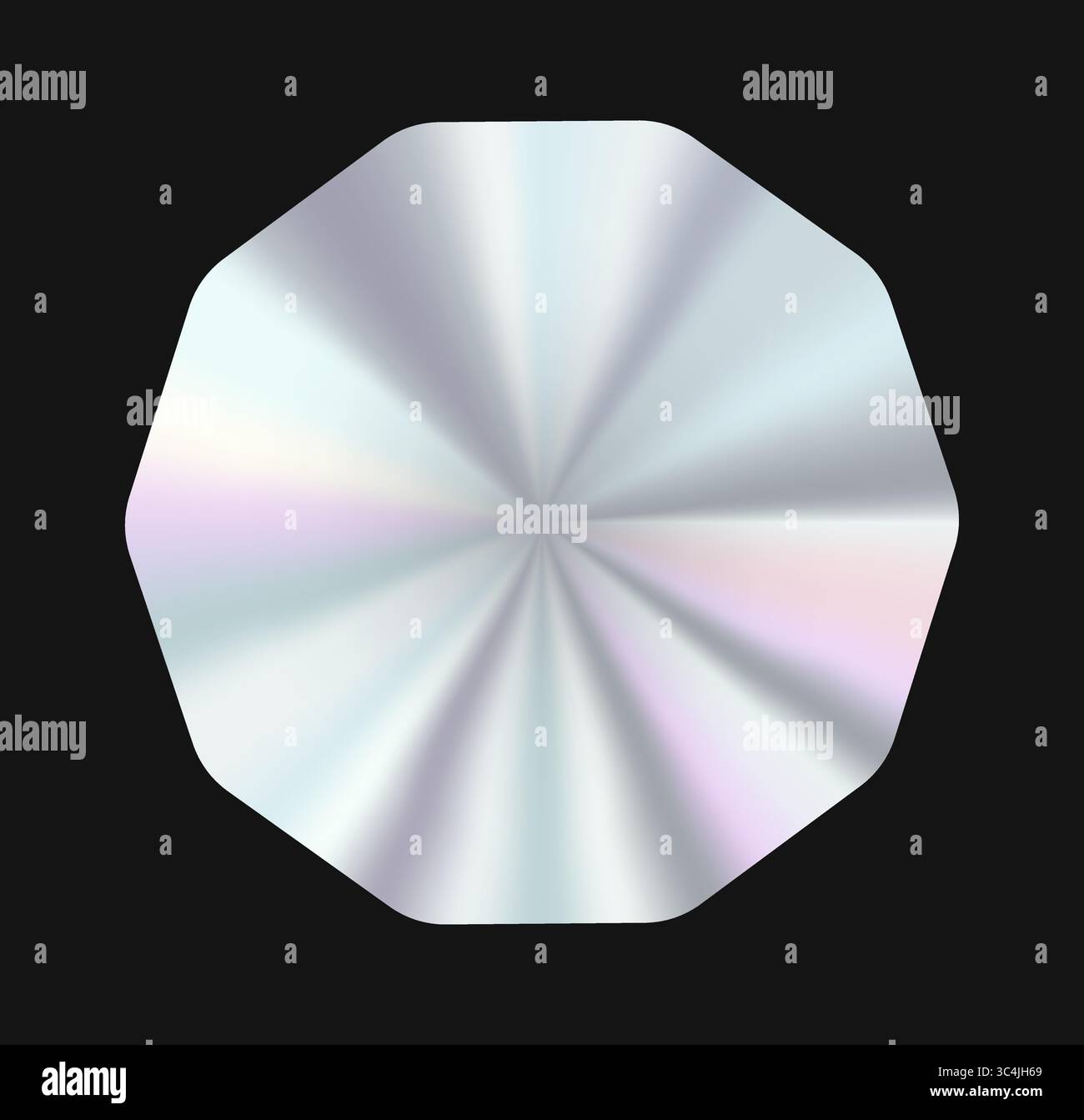 smooth octagonal gradient badge with an iridescent metallic glow on a ...