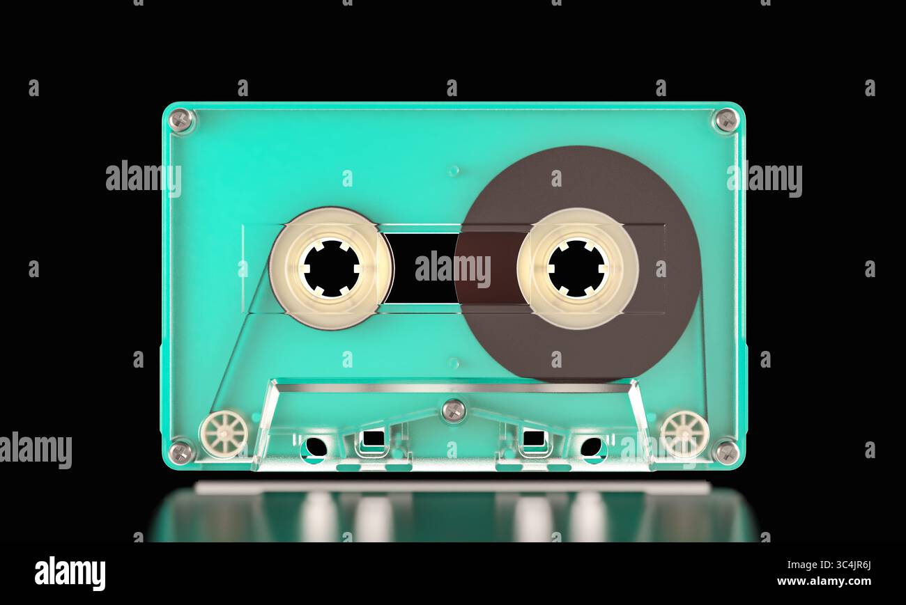 audio cassette tape isolated on a black background 3d Stock Photo