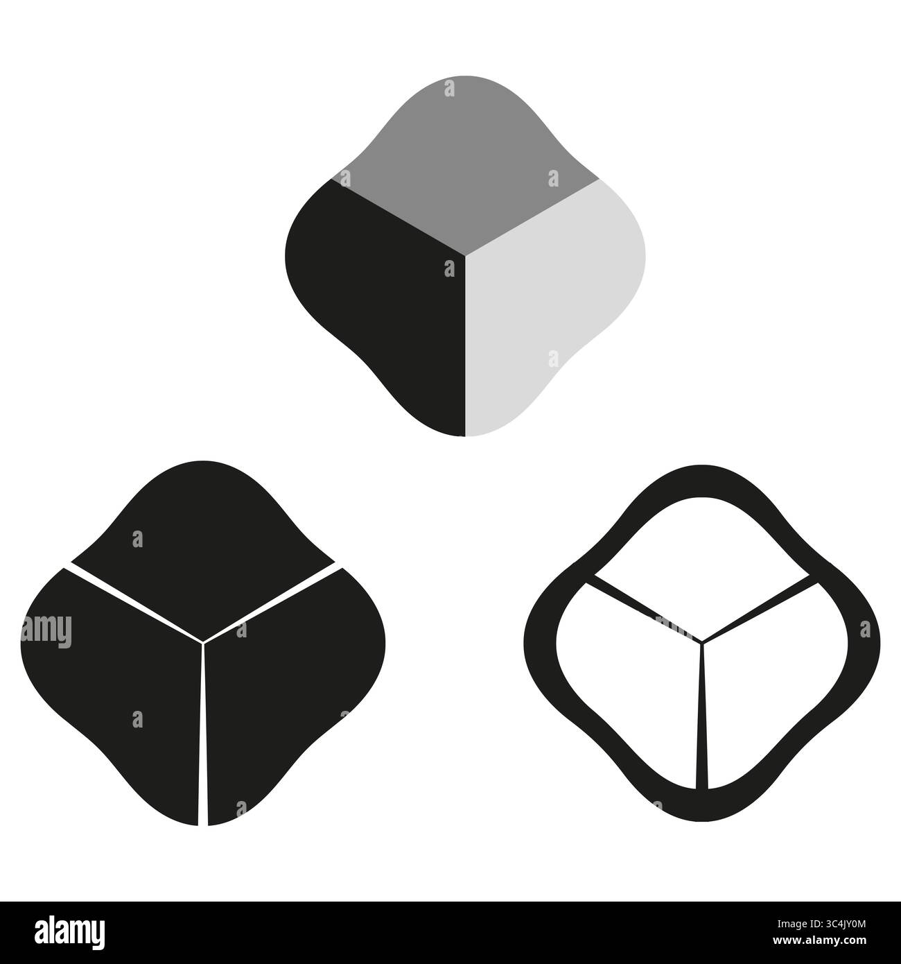 Geometric cube icons. Three dimensional shapes. Modern Vector elements. Abstract block forms. Stock Vector