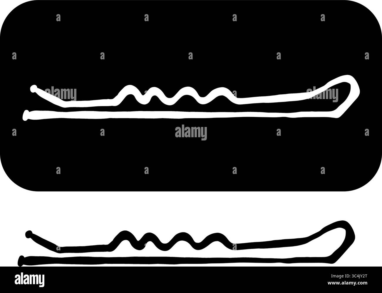 bobby pin Isolated logo. Vector graphic line ink illustration. hair pin ...