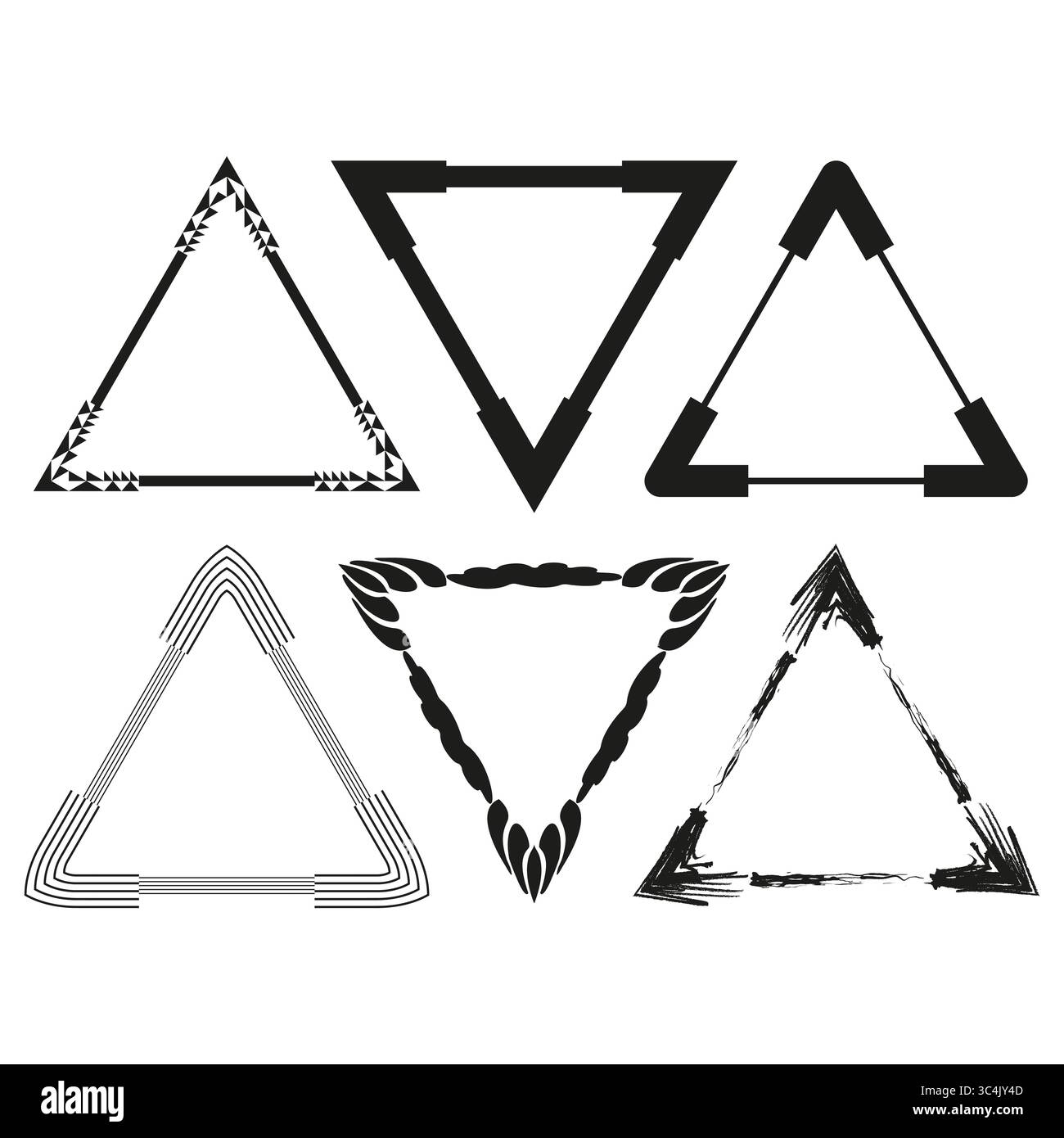 Triangle icon frame. Arrow edge motif. Geometric shape Vector. Bold black emblem. Stock Vector