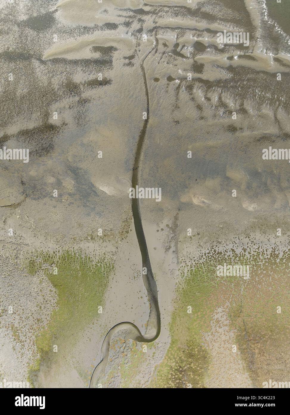 Embayment Texture Aerial view of sinuous waterways carve through the sandy flats of ...