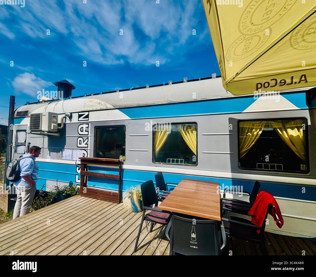 Peatus restaurant is setup in old train carriages. Tallinn, Estonia. - Smartphone Captured Stock Image