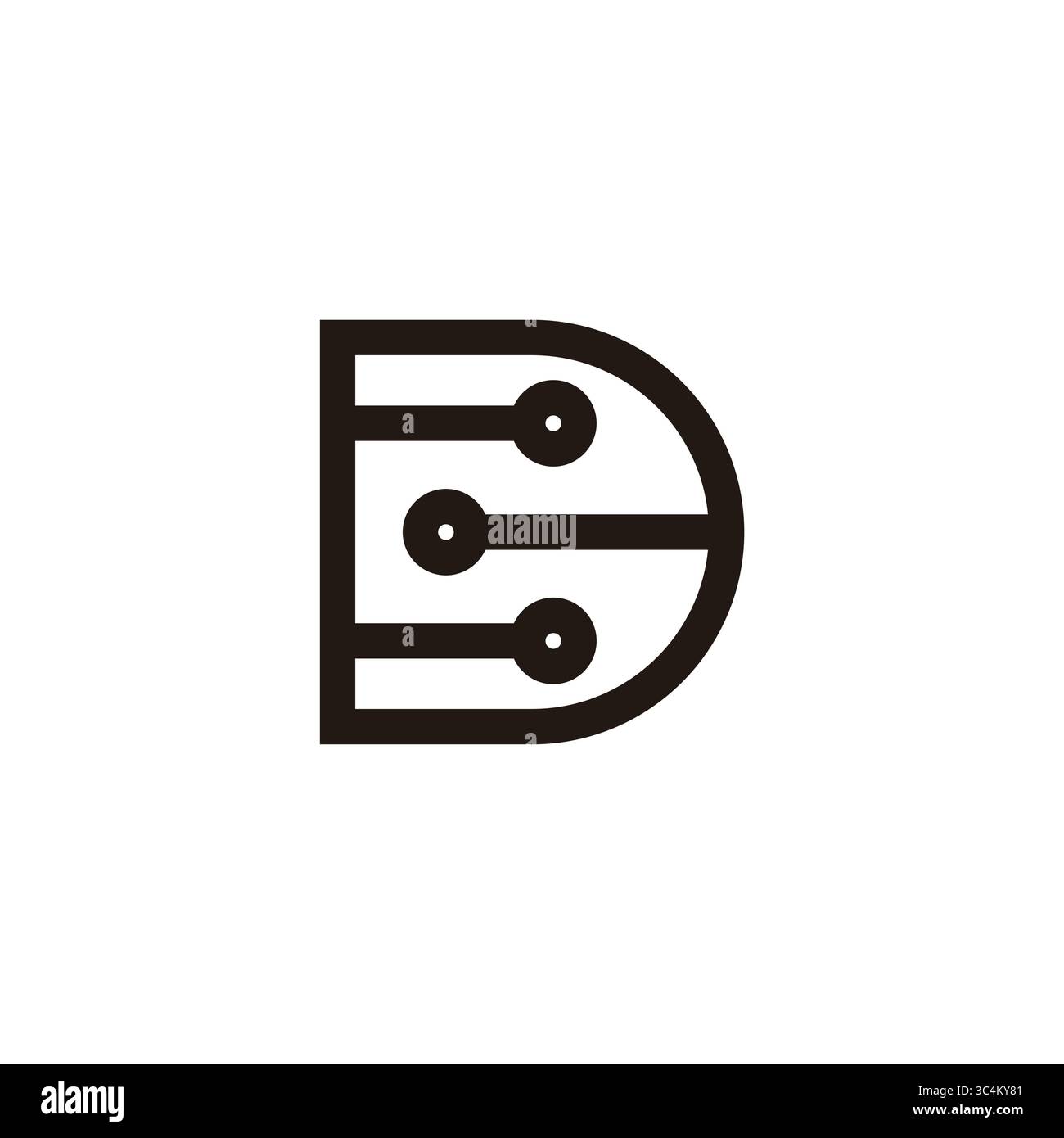 letter d dots lines technology simple logo vector Stock Vector