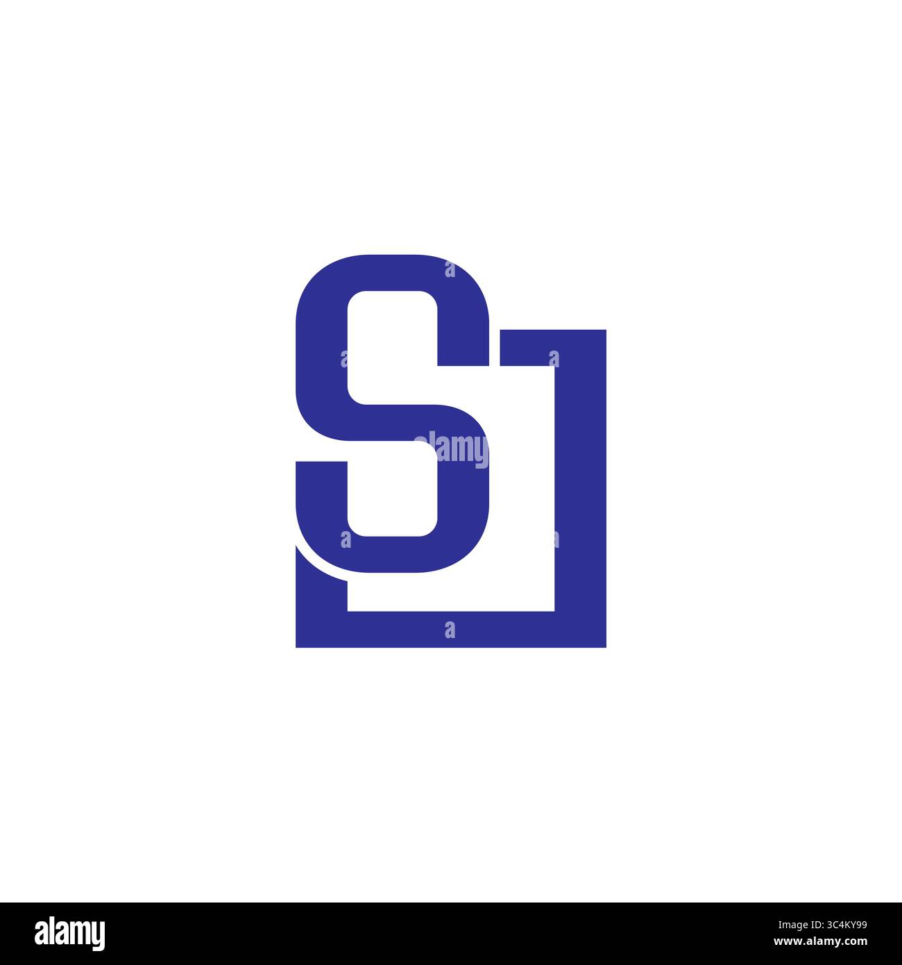 letter sj simple linked geometric square logo vector Stock Vector