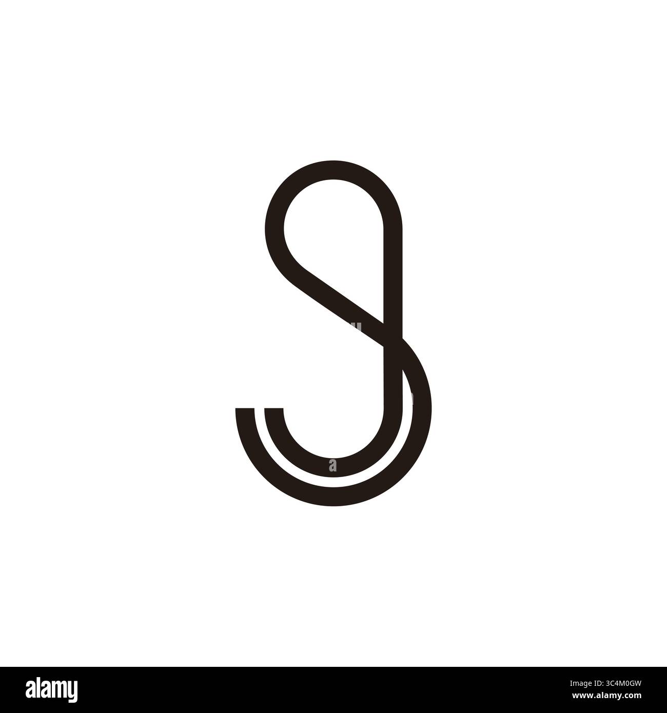 letter sj simple linked geometric lines logo vector Stock Vector