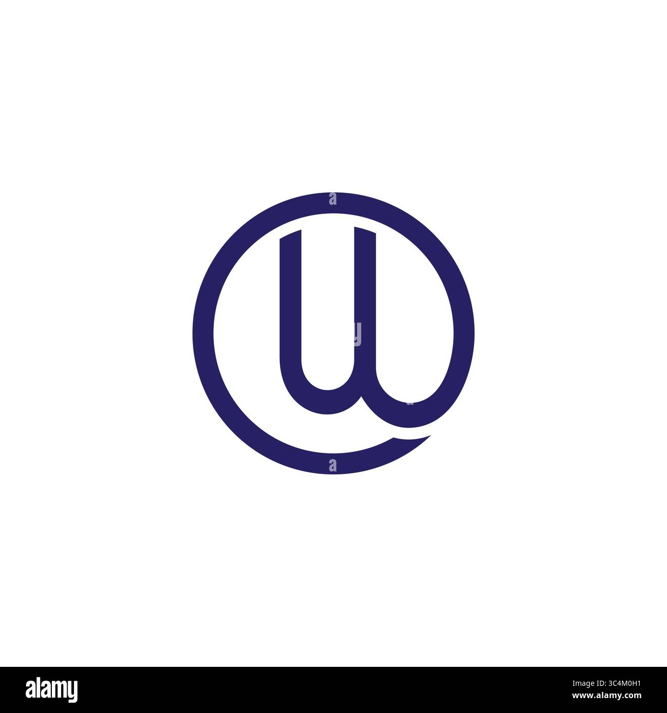 letter ew cw loop round simple geometric linear logo vector Stock Vector