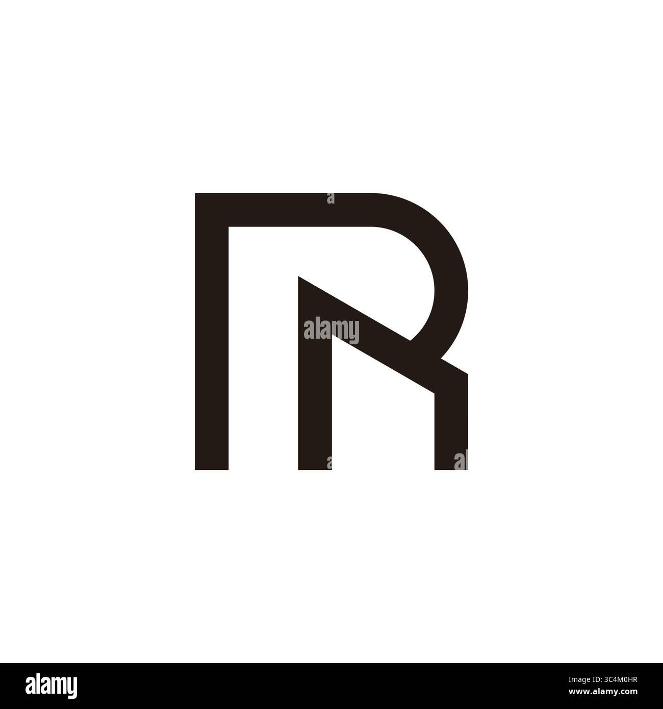 letter rn simple geometric linear linked logo vector Stock Vector