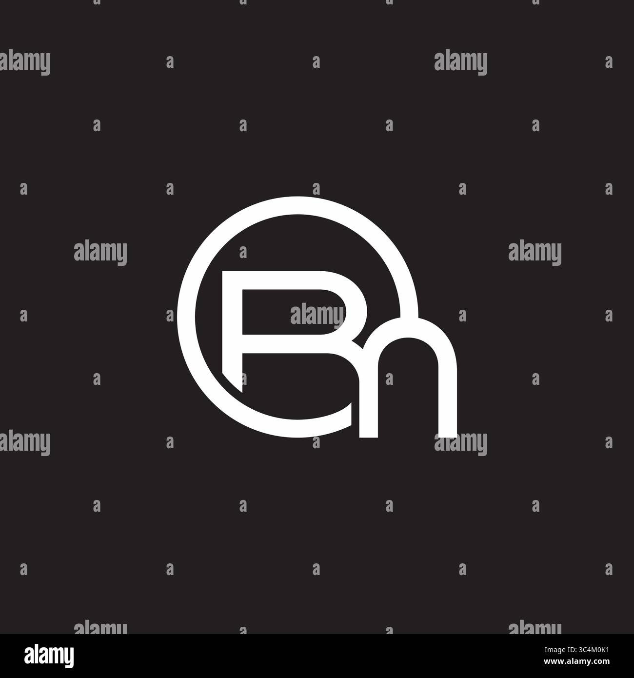 letter rn linked geometric line loop circle round logo vector Stock Vector