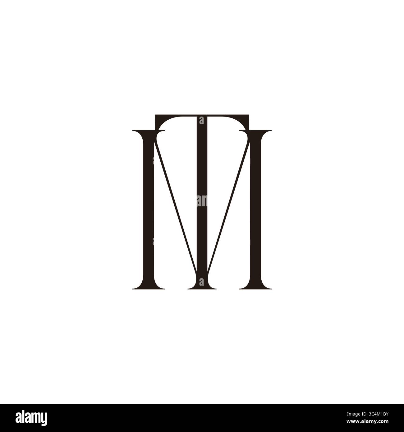 letter mt elegant thin style simple logo vector Stock Vector
