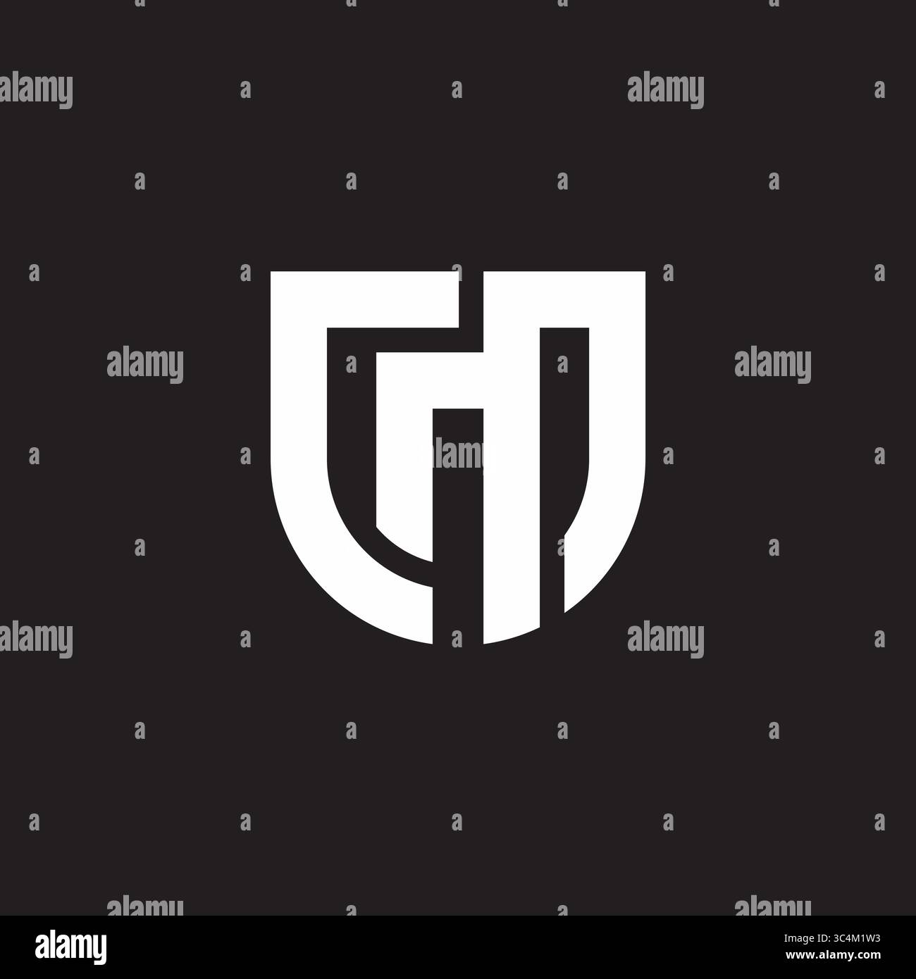letter cm stripes black shield emblem logo vector Stock Vector
