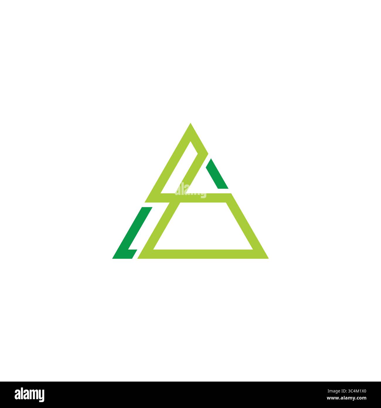 letters ab triangles green mountain lines logo vector Stock Vector