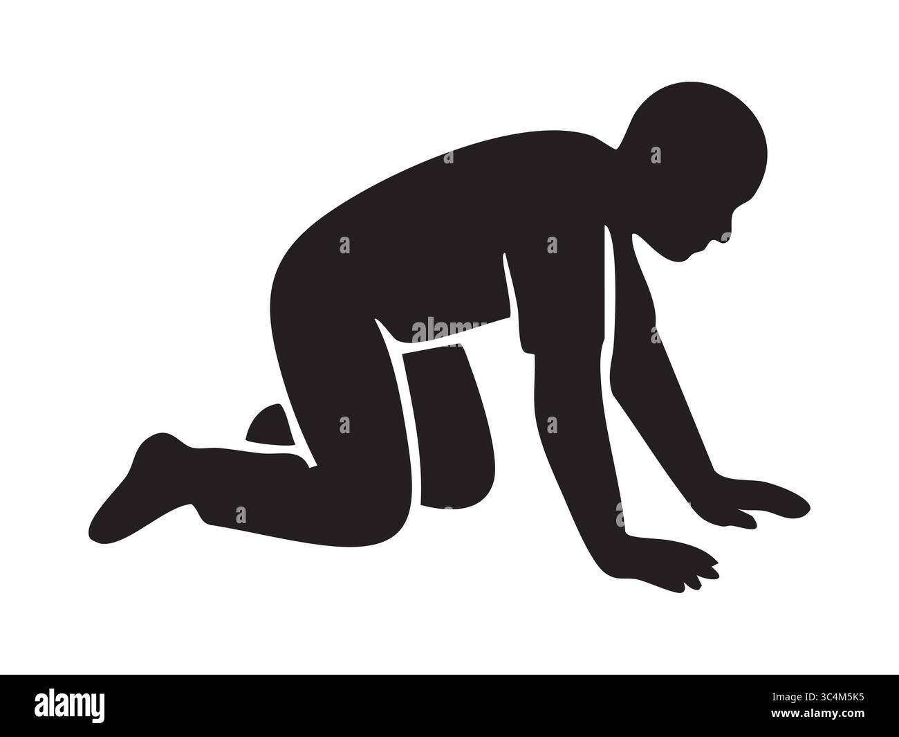 Black silhouette of person with disability in crawling position ...