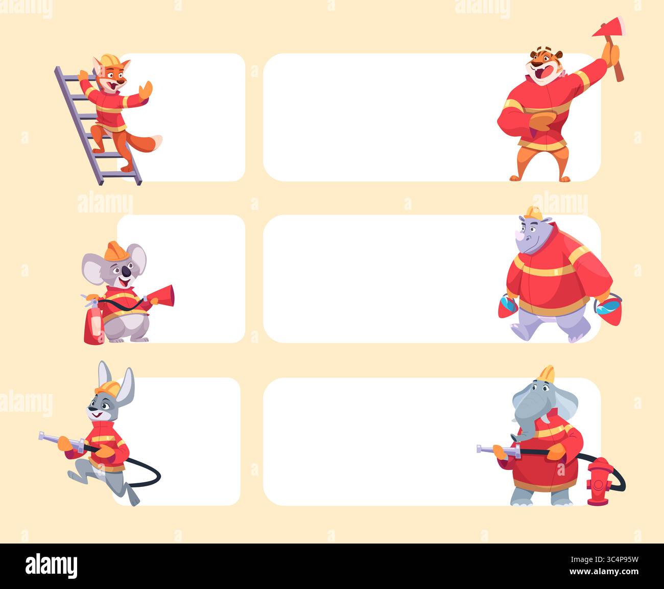 Firefighters. animals firefighters on empty banners Stock Vector