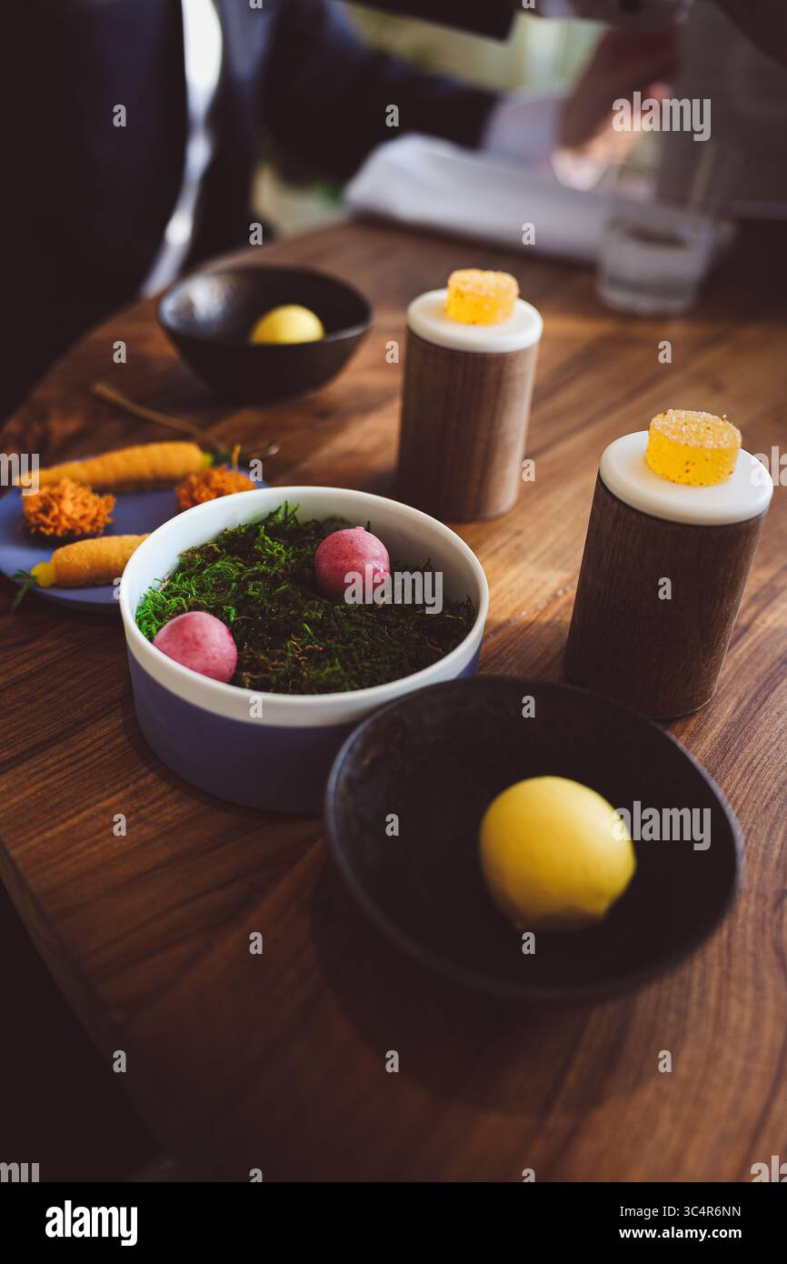 Food photo in a French gourmet restaurant Stock Photo