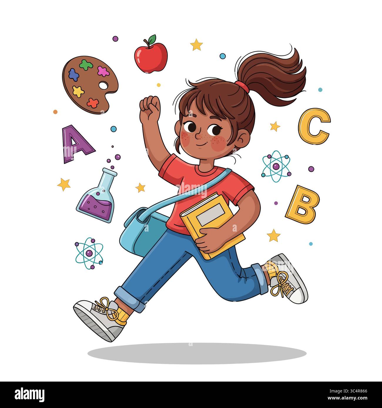 Elementary School Back to School Vector Illustration 2025 Happy Kids ...