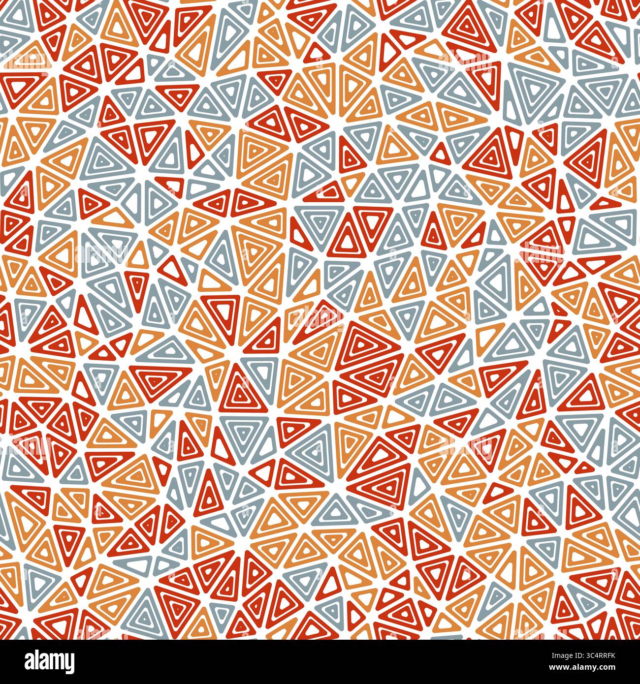 Vector seamless pattern with multiple repeated inner triangles. Compact shape size. Multiple colors style. Seamless pattern. Trending vector tiles. Stock Vector