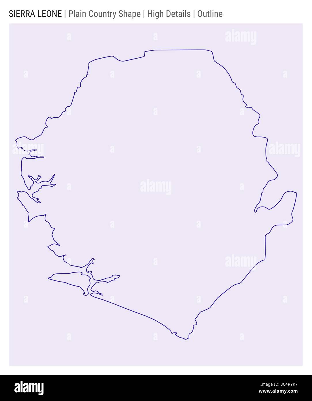 Sierra Leone Plain Country Map High Details Outline Style Shape Of