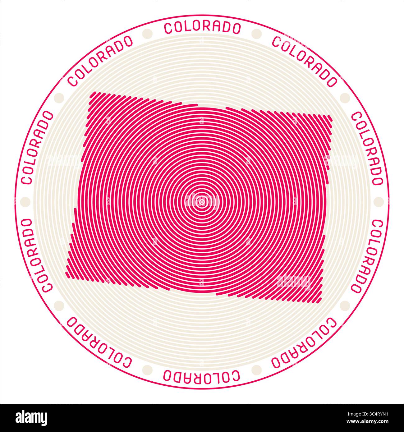 Colorado round logo design. State shape build of rings. Colorado text ...