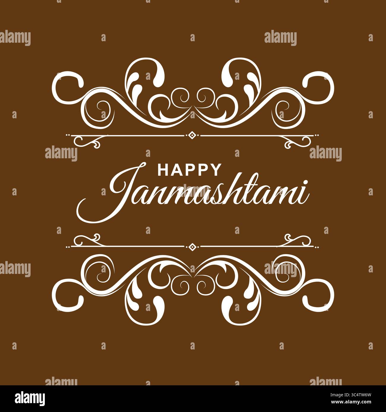 Happy Janmashtami wishes vector, Janmashtami greeting card design, Krishna festival vector art, Janmashtami celebration illustration, symmetric Stock Vector