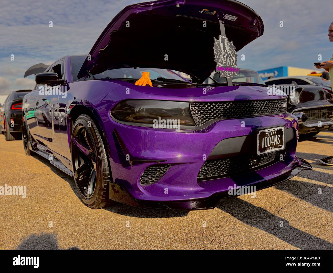 Purple Dodge Charger at Hotwheels Legends Tour - Smartphone Captured Stock Image Purple Dodge Charger at Hotwheels Legends Tour - Smartphone Captured Stock Image
