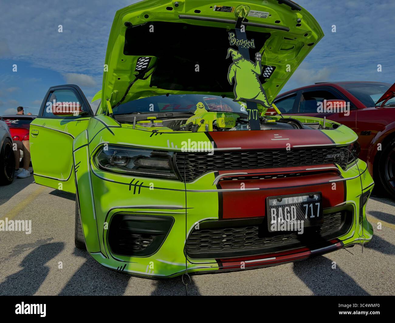 Green and Brown Custom Dodge Charger at Hotwheels Legends Tour - Smartphone Captured Stock Image Green and Brown Custom Dodge Charger at Hotwheels Legends Tour - Smartphone Captured Stock Image
