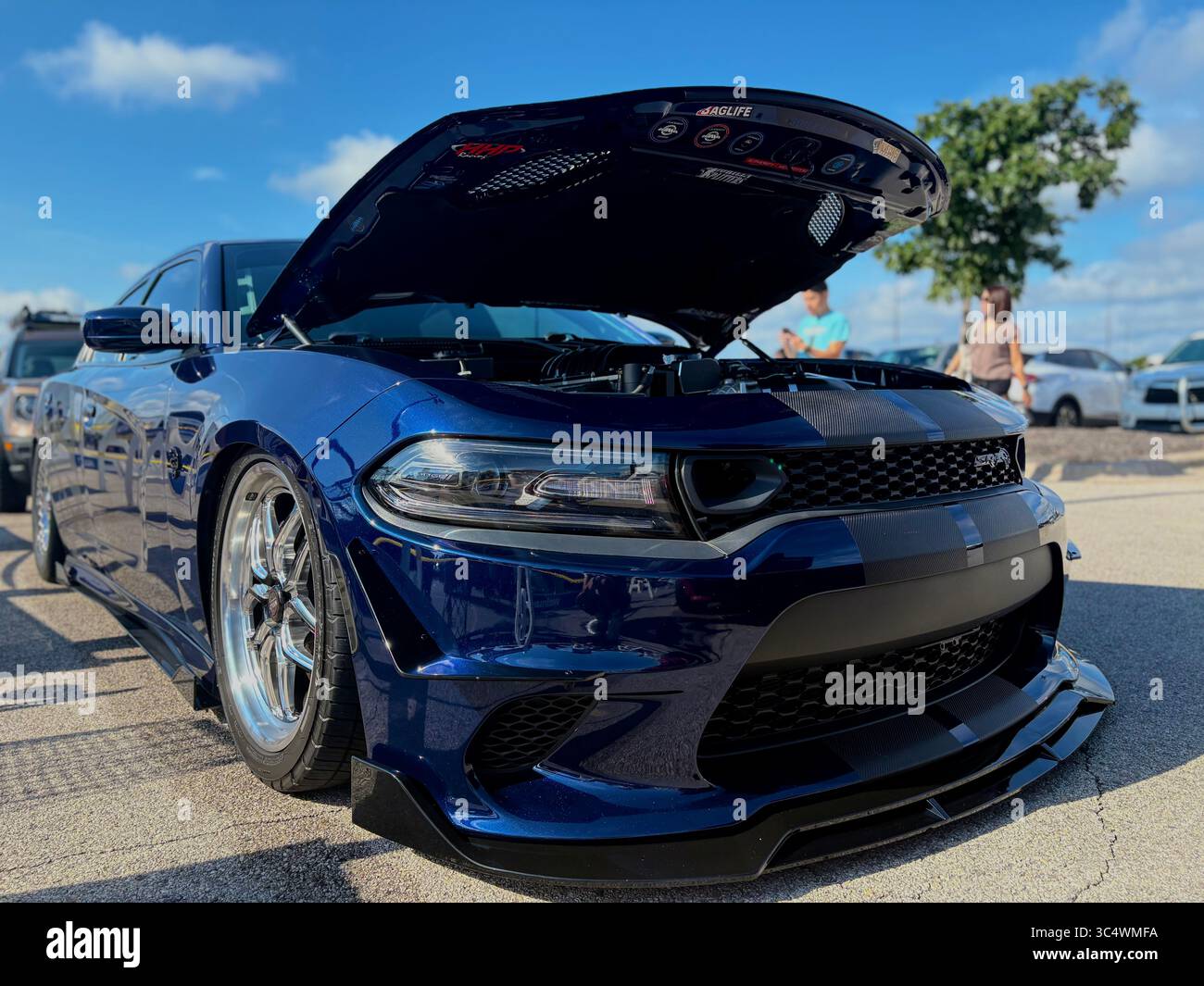 Navy Blue Dodge Hellcat at Hotwheels Legends Tour - Smartphone Captured Stock Image Navy Blue Dodge Hellcat at Hotwheels Legends Tour - Smartphone Captured Stock Image